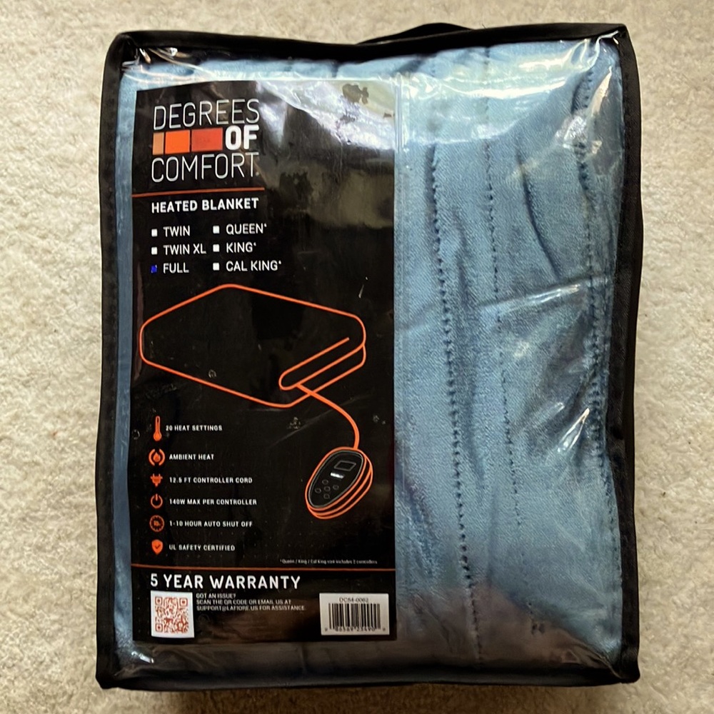 Degrees of Comfort Heated Blanket Full Size New